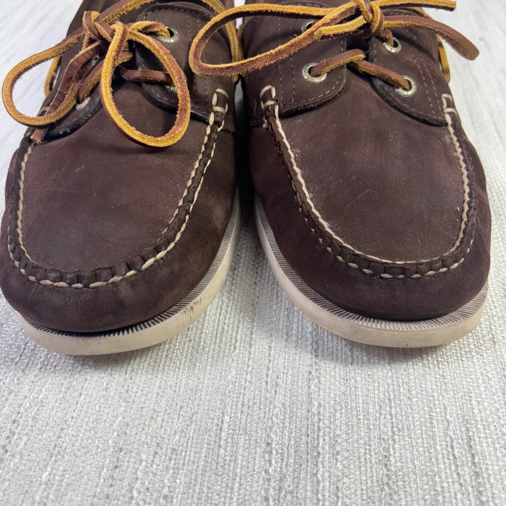 LL‎ Bean Casco Bay Boat Shoes Mens Dark Brown Nubuck Leather Loafers Deck Shoes